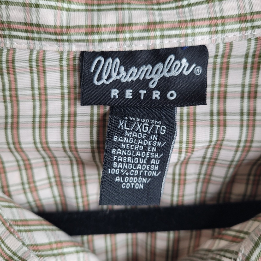 Wrangler Retro Men's Plaid Pearl Button-Up Shirt XL Long Sleeve Western Cowboy - Picture 3 of 8